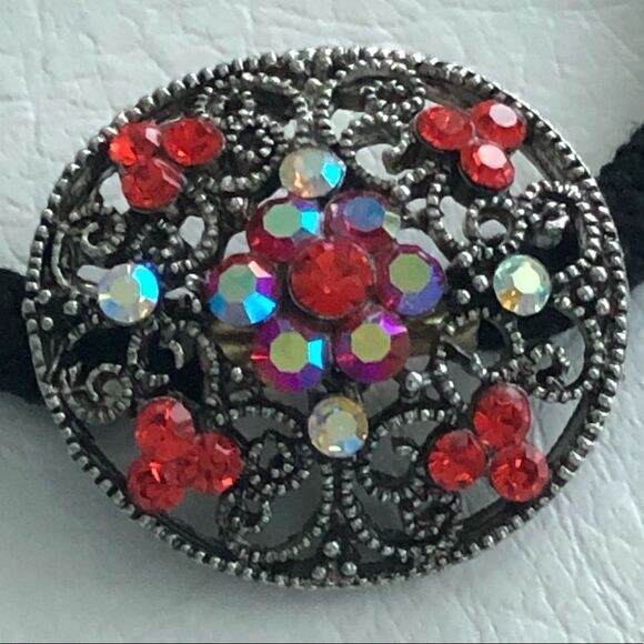 RHINESTONE AND METAL ELASTIC PONYTAIL HOLDER - Picture 9 of 11